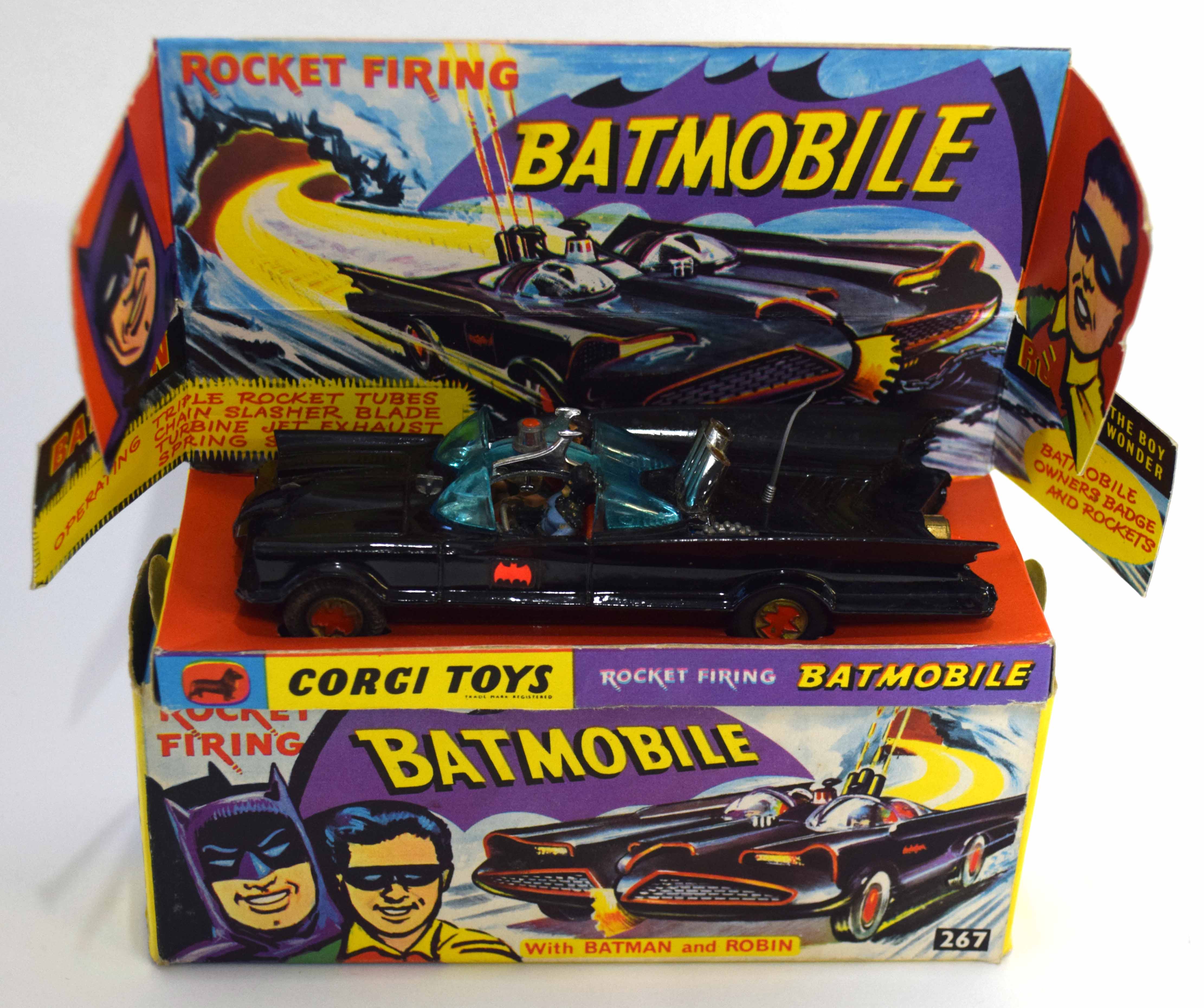 1960s Corgi Toys Batmobile model no 267 in original box and plinth