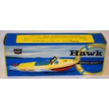 Vintage circa 1960s Hawk clockwork speedboat model by Sutcliffe, sealed in original box