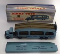 1950s Dinky Toys Pullmore car transport model no 982, in original blue and white striped box