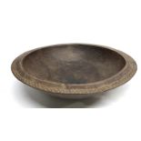 Vintage African handmade and carved hardwood circular bowl, 39.5cm diam