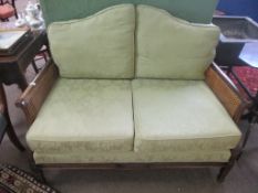 Early 20th century Bergere sofa, single cane sides and back, 132cm wide