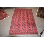 Modern Shiraz type carpet, central panel of lozenges within a multi-gull border, mainly red field,