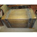 Oak metal bound storage/security chest, 107cm wide