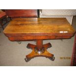 Early 19th century rosewood fold-top card table, quadruped base, 91cm wide