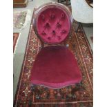 Victorian red button back upholstered dining chair