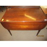 Regency period mahogany Pembroke table, two drop flaps fitted each end with drawer and dummy