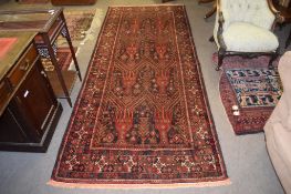 Modern Caucasian runner, central panel of geometric designs, mainly black and red field, 285 x