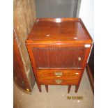 18th century mahogany night cupboard with tambour front over dummy drawer pot stand, 49cm wide