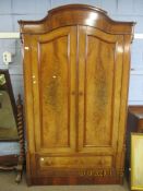 Mahogany Beidermeier style wardrobe with arched top and single frieze drawer below, 128cm wide