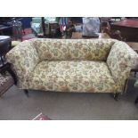 Late 19th/early 20th century Chesterfield style drop end sofa, re-upholstered with multi-coloured