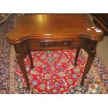 Georgian mahogany fold-top tea table with single frieze drawer and cabriole supports with pad