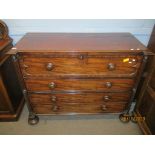 19th century mahogany secretaire chest, the top drawer with fall front enclosing fitted interior