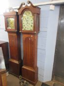 Late 18th/early 19th century oak longcase clock, painted arched dial, W Spark of Aberdeen, plain