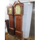 Late 18th/early 19th century oak longcase clock, painted arched dial, W Spark of Aberdeen, plain