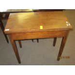 Early 19th century mahogany fold-top tea table on plain tapering square supports, 70cm wide