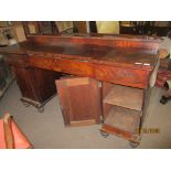 19th century mahogany twin pedestal sideboard with arched pediment, 178cm wide