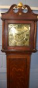 Late 18th/early 19th century oak provincial longcase clock with swan neck pediment and central