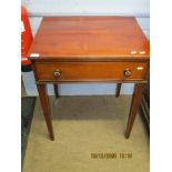 19th century mahogany single drawer side table on tapering supports, 61cm wide