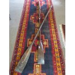 Pair of vintage varnished oars, 2.3m long