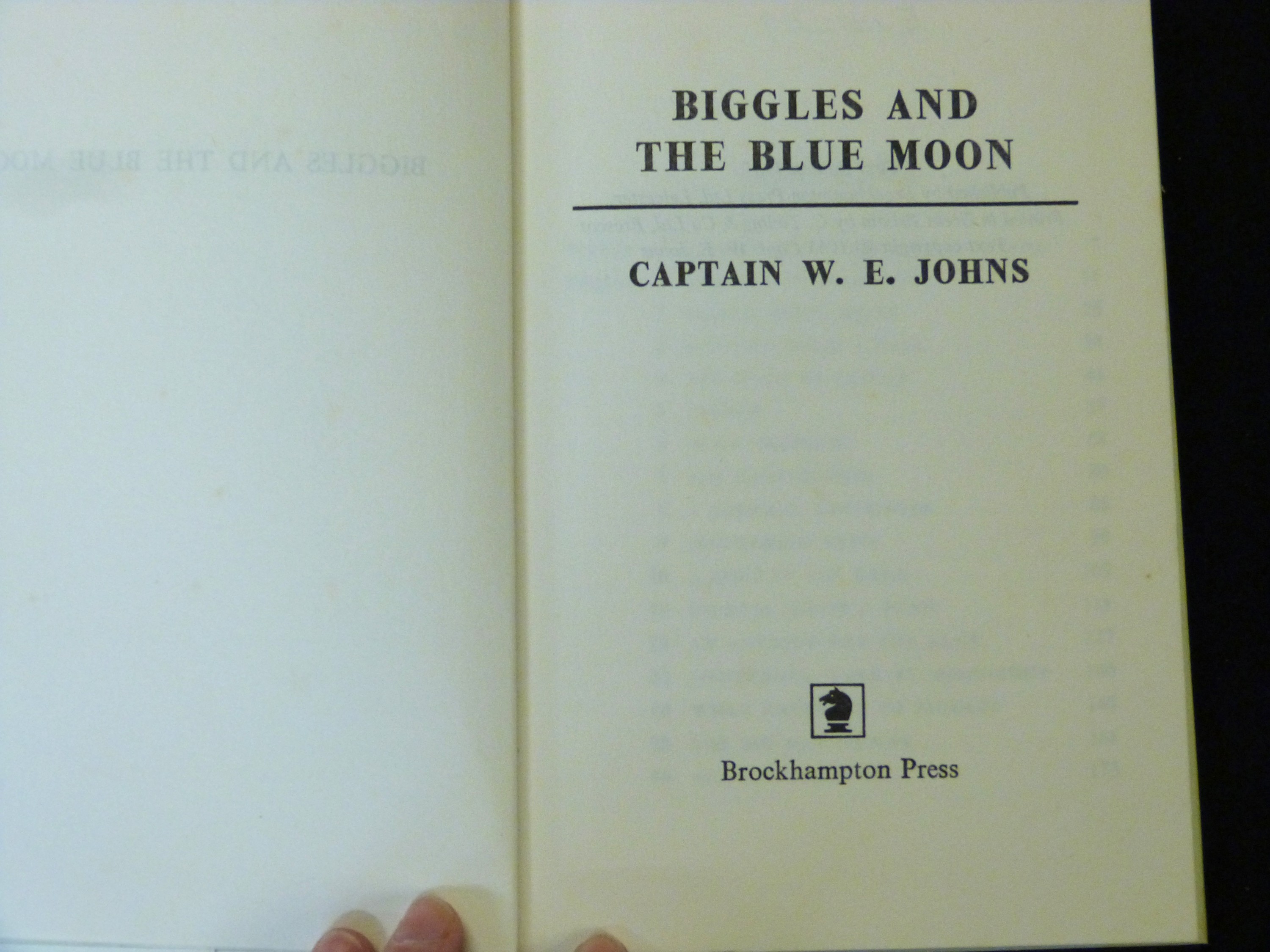 W E JOHNS: BIGGLES AND THE BLUE MOON, Leicester, Brockhampton Press, 1965, 1st edition, ref no verso - Image 2 of 3