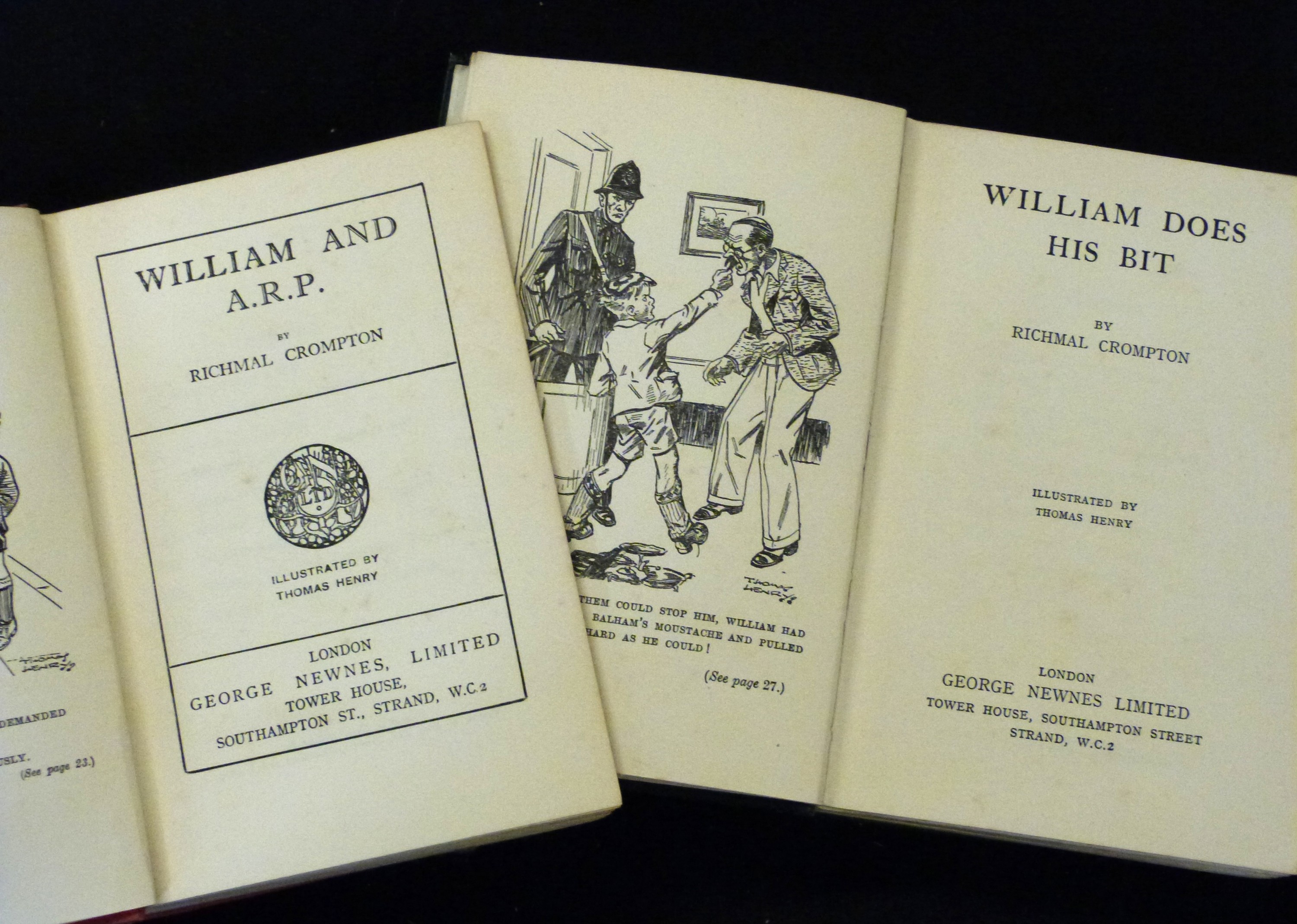 RICHMAL CROMPTON: 2 titles: WILLIAM AND ARP, London, George Newnes, 1939, 1st cheap edition,