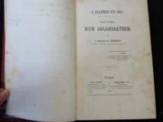 MARQUIS DE COSENTINO: L'ALGERIE EN 1865 COUP D'OEIL D'UN COLONISATEUR, Paris, Paul Dupont, 1865, 1st