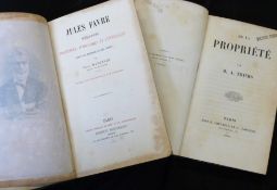 ADOLPHE THIERS: DE LA PROPRIETE, Paris, Paulin L'Heureux et Cie, 1848, 1st edition, contemporary