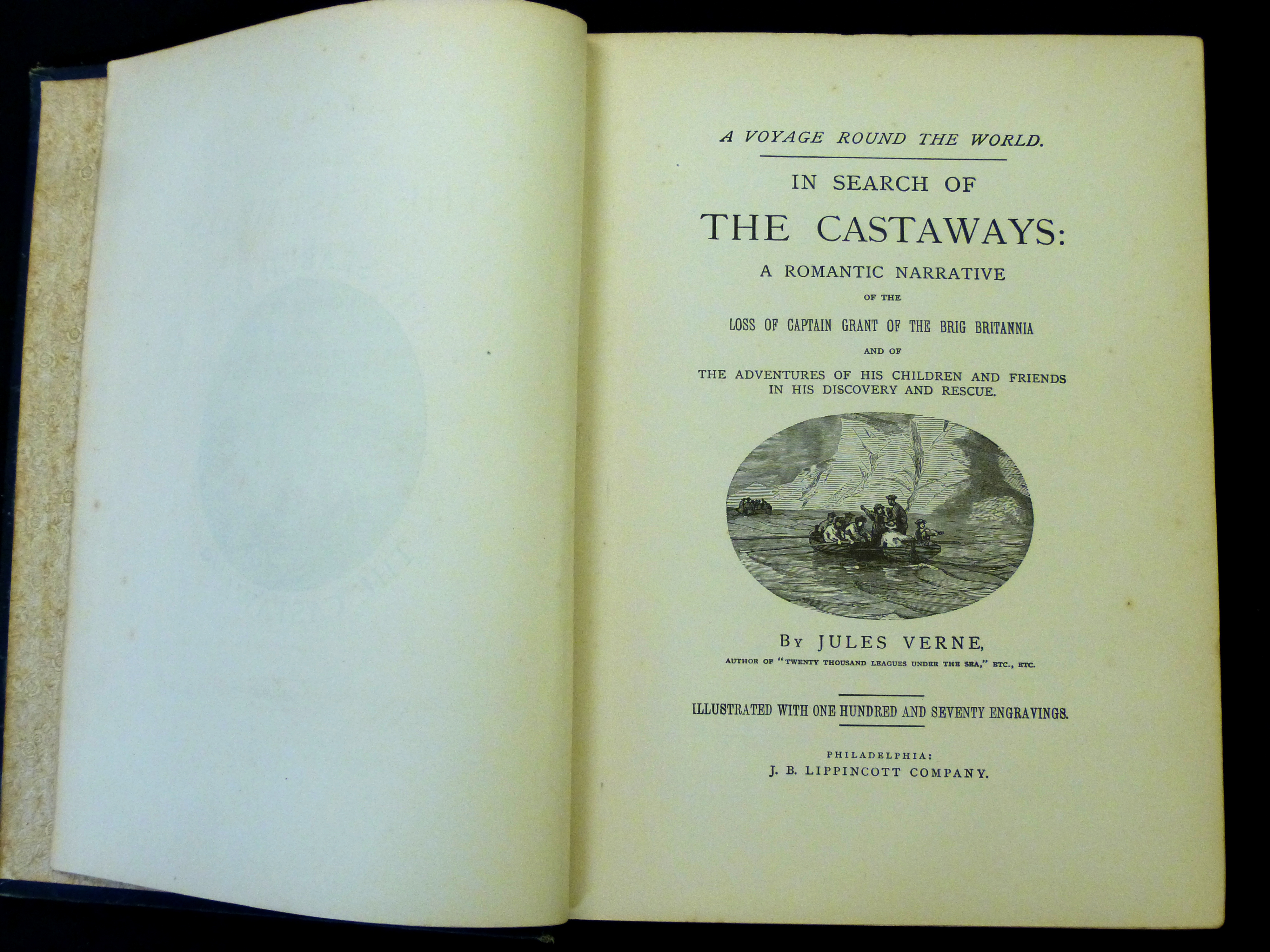 JULES VERNE: IN SEARCH OF THE CASTAWAYS..., Philadelphia, J B Lippincott, 1873, original - Image 2 of 5