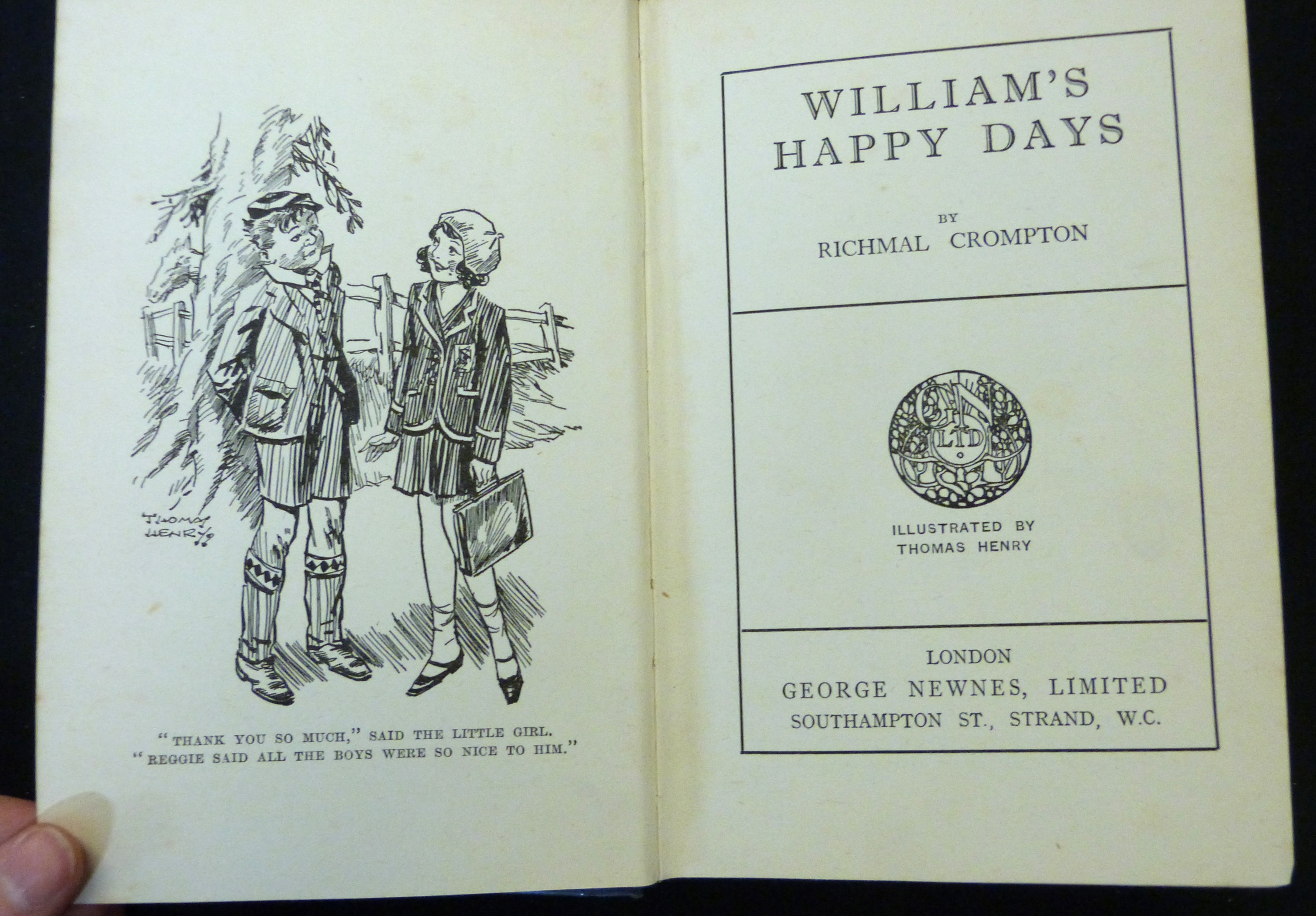 RICHMAL CROMPTON: WILLIAM'S HAPPY DAYS, London, George Newnes, [1930], 1st edition, original blue - Image 2 of 4