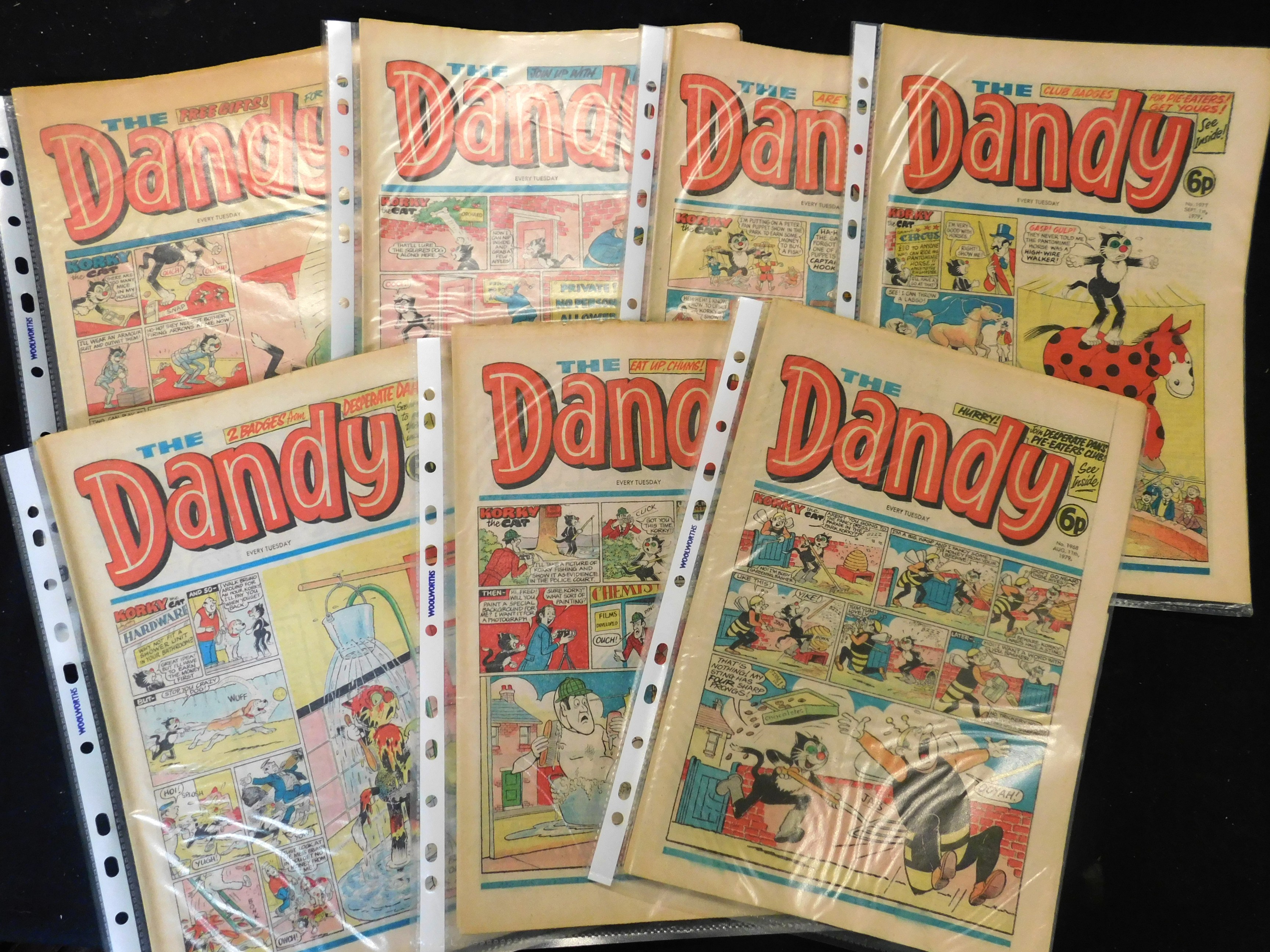 Box: DANDY comics, 1979-80 in three binders, mainly complete from July 1963 to March 1980