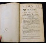 [GIBSON]: MEMOIRS OF QUEEN ANNE BEING A COMPLEAT SUPPLEMENT TO THE HISTORY OF HER REIGN...,