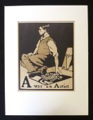 WILLIAM NICHOLSON: A WAS AN ARTIST, [1898], original litho print from "An Alphabet", approx 245 x