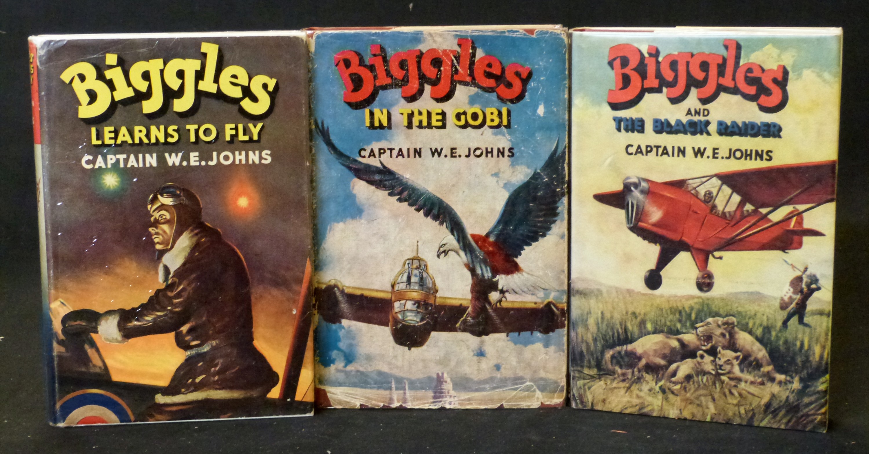 W E JOHNS: 3 titles: BIGGLES AND THE BLACK RAIDER, London, Hodder & Stoughton, 1953, 1st edition,