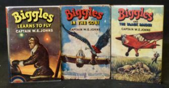 W E JOHNS: 3 titles: BIGGLES AND THE BLACK RAIDER, London, Hodder & Stoughton, 1953, 1st edition,