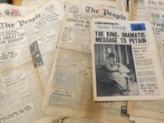 Two packets assorted vintage newspapers, WWII, General Strike etc