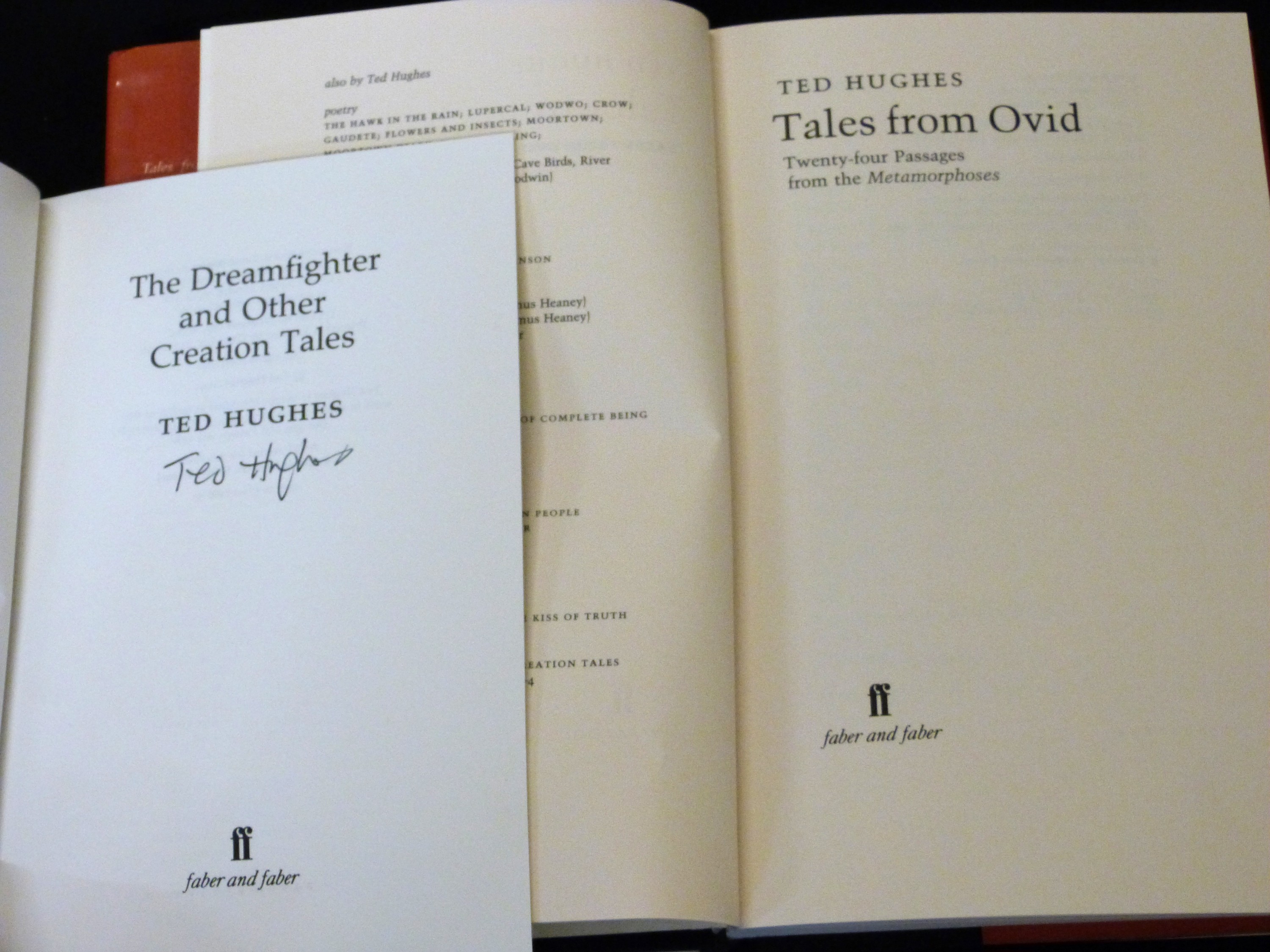 TED HUGHES: 2 titles: THE DREAM FIGHTER AND OTHER CREATION TALES, London, Faber & Faber, 1995, 1st - Image 2 of 3