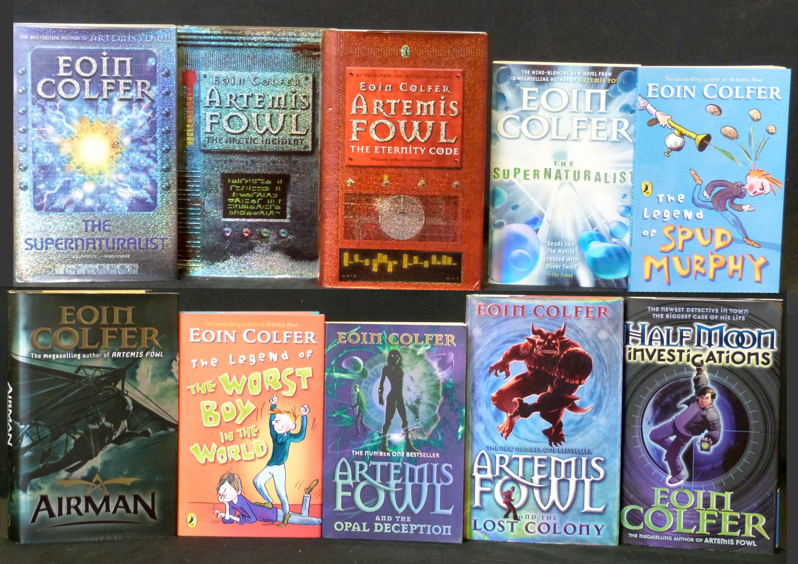 EOIN COLFER: 10 titles: ARTEMIS FOWL THE ARCTIC INCIDENT, London, Puffin, 2002, 1st edition,