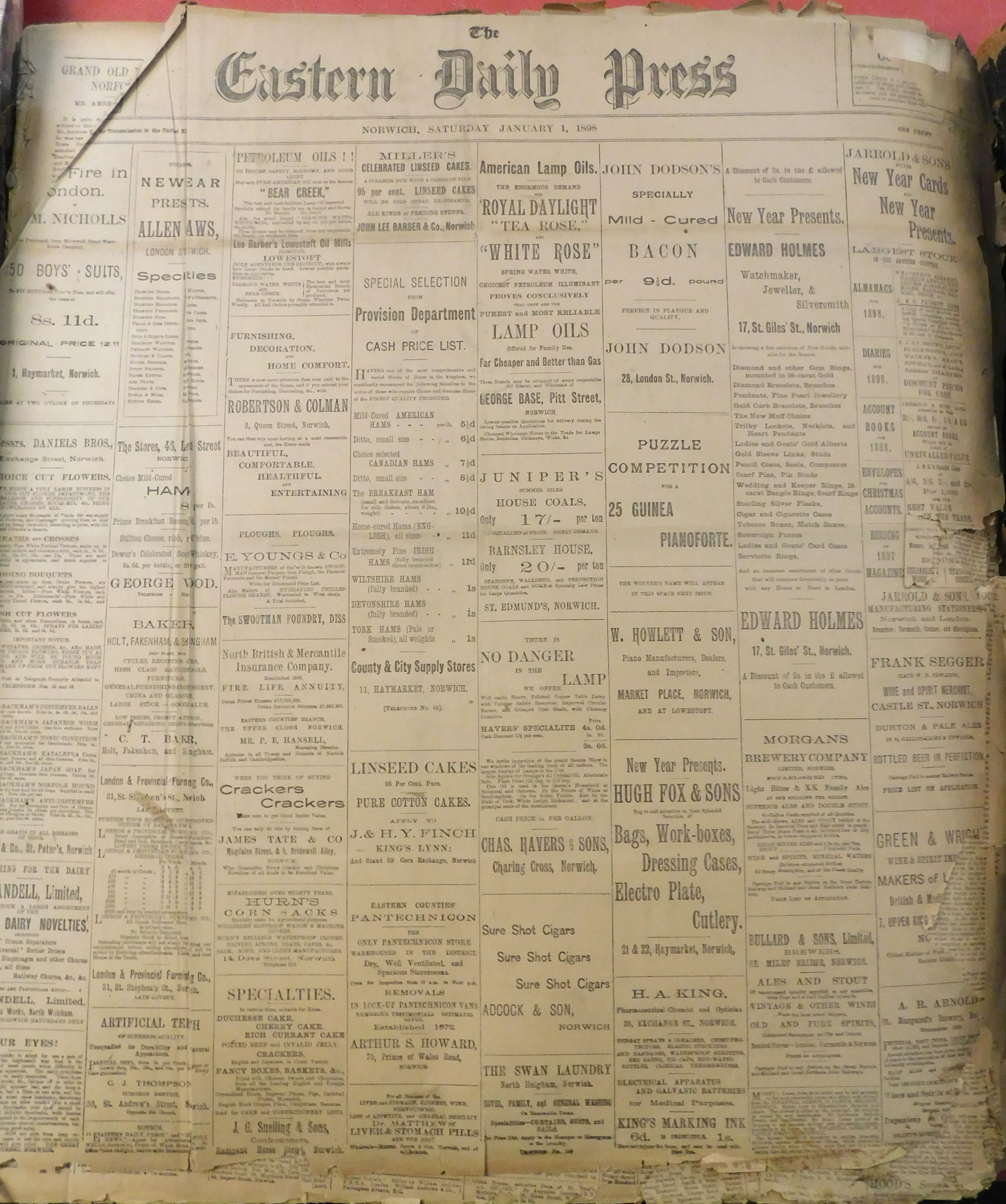 EASTERN DAILY PRESS: 1896, July to December and 1898 January to June 2 vols, mixed condition, - Image 4 of 6