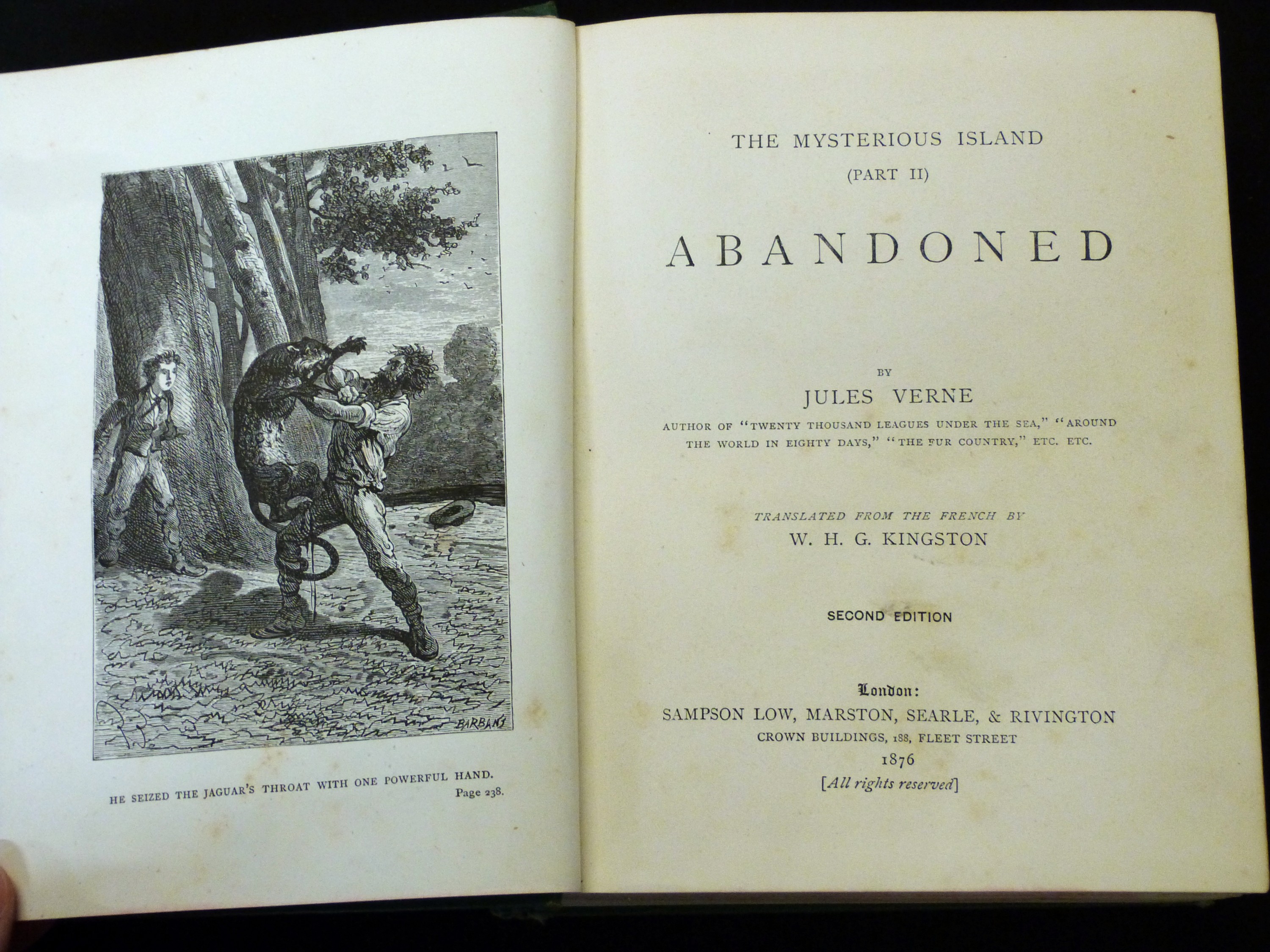 JULES VERNE: ABANDONED (THE MYSTERIOUS ISLAND PART II), trans W H G Kingston, London, Samson Low, - Image 2 of 3
