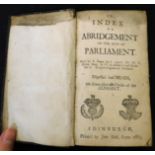 [SIR JAMES STEWART]: AN INDEX OR ABRIDGEMENT OF THE ACTS OF PARLIAMENT MADE BY K JAMES I & II,