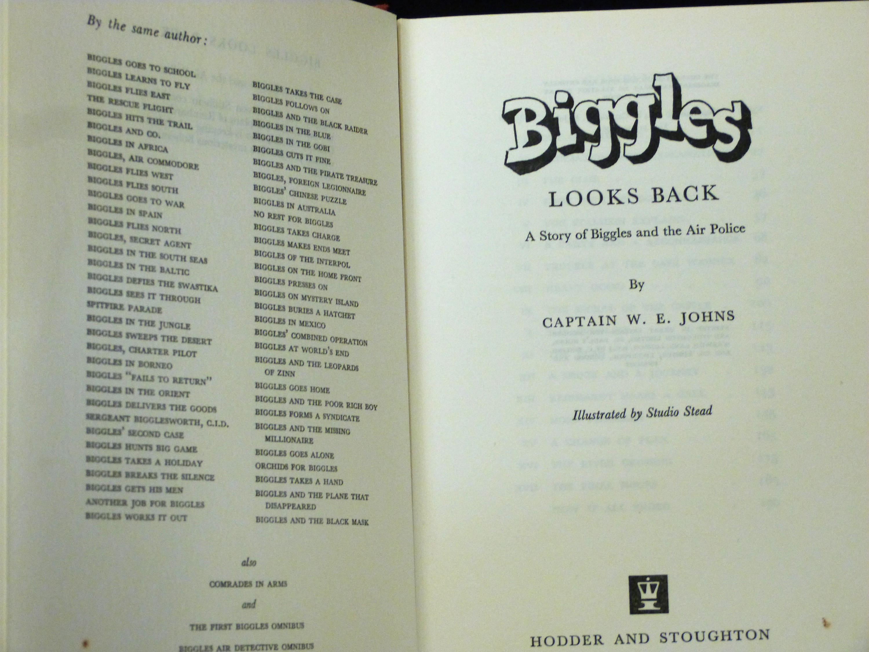 W E JOHNS: BIGGLES LOOKS BACK, London, Hodder & Stoughton, 1965, 1st edition, original cloth, d/w, - Image 2 of 2