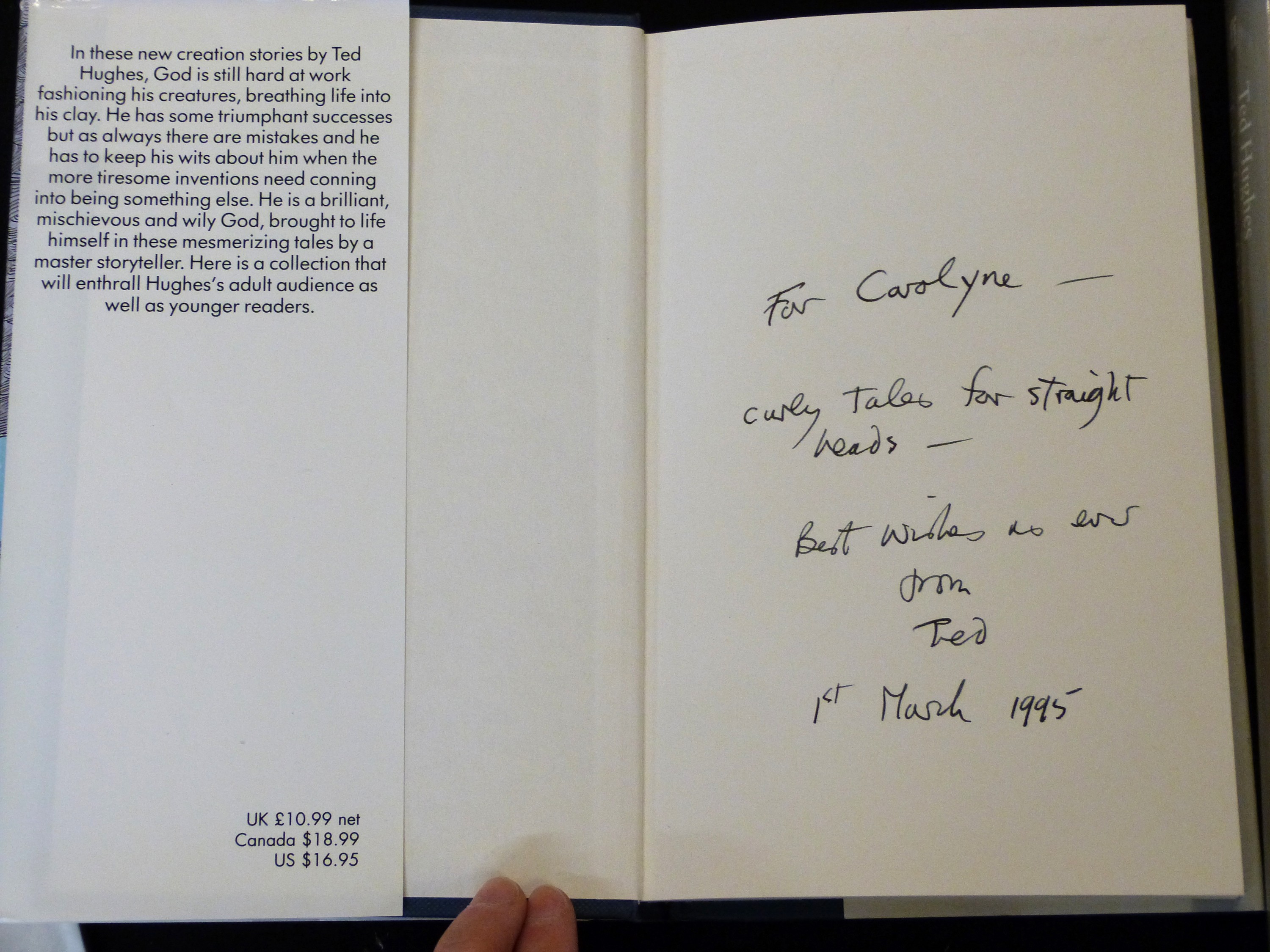 TED HUGHES: 2 titles: THE DREAM FIGHTER AND OTHER CREATION TALES, London, Faber & Faber, 1995, 1st - Image 3 of 3