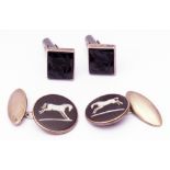 Mixed Lot: pair of vintage sterling and Wedgwood "Stubbs Horse" cuff links, together with a pair