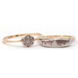 Mixed Lot: two antique small diamond set rings, both stamped 18ct, gross weight 3gms