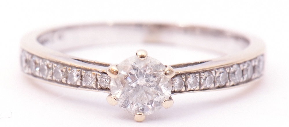 Precious metal diamond set ring, the central brilliant cut diamond 0.25ct approx in a coronet - Image 2 of 9