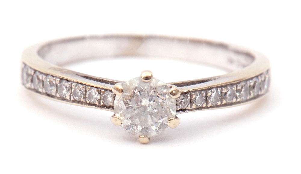 Precious metal diamond set ring, the central brilliant cut diamond 0.25ct approx in a coronet - Image 8 of 9