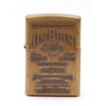 Vintage JIM BEAM ZIPPO LIGHTER, 5.5 x 3cm, the base marked "Zippo" "Bradford. PA" (Made in USA)