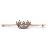 Vintage diamond set Naval crown brooch, the crown set throughout with small rose cut diamonds,