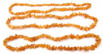 Mixed Lot: three Baltic rough amber bead necklaces, each with varying unpolished and graduated beads