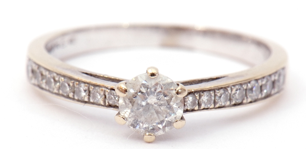 Precious metal diamond set ring, the central brilliant cut diamond 0.25ct approx in a coronet - Image 9 of 9